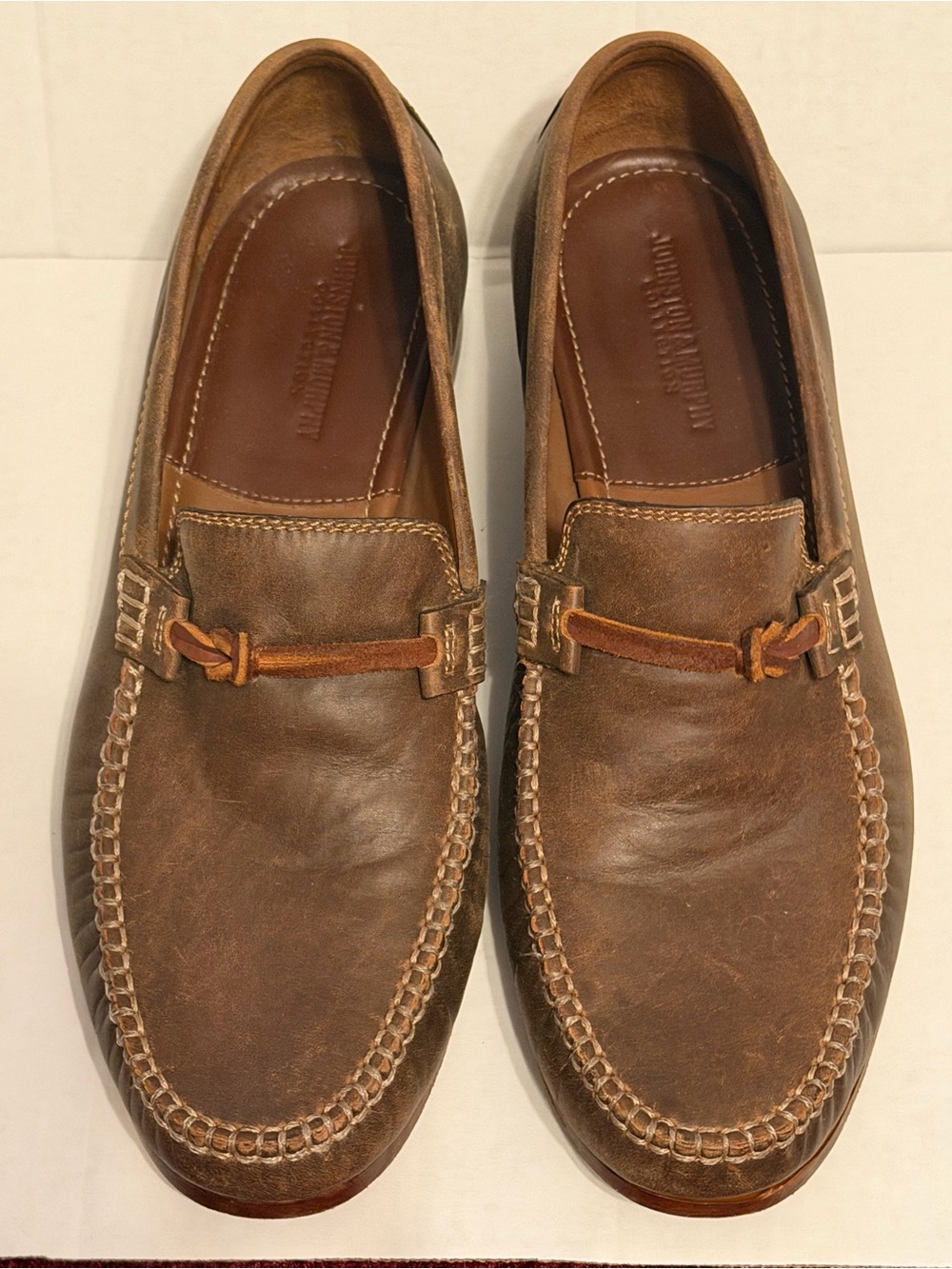 Johnston & Murphy Collection Brown Leather Slip-On Loafers for Men